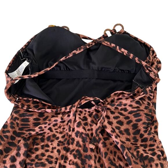 Time and Tru Brown Animal Print One piece Swimsuit NWT Woman Size M 8/10 - Picture 3 of 9